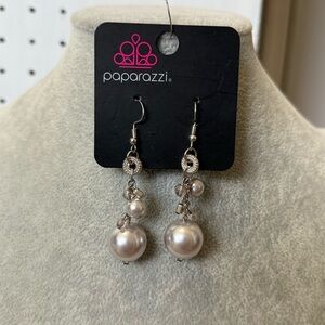 Paparazzi Silver and Pearl Drop Earrings